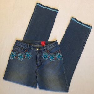 V Christina Bootcut Turquoise Blue and Red Details